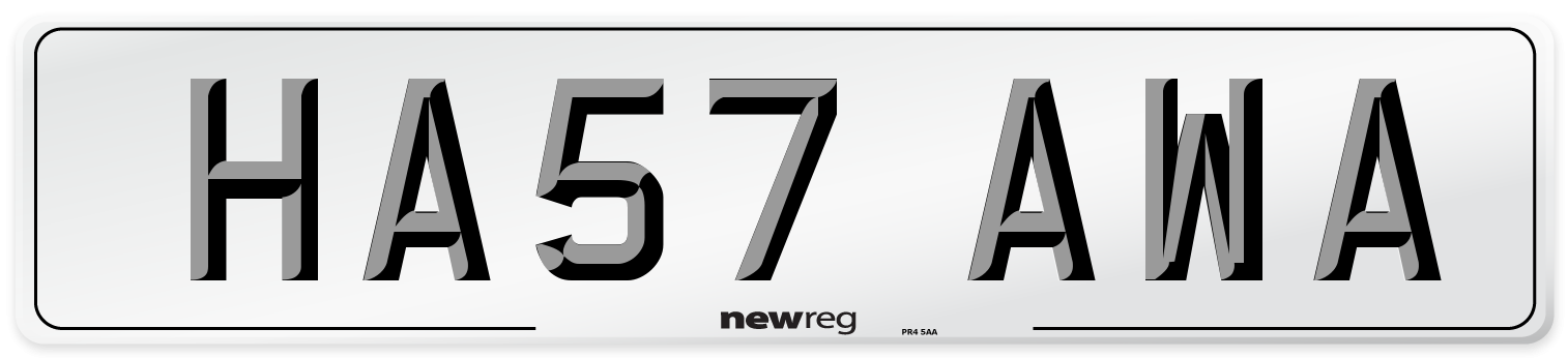 HA57 AWA Number Plate from New Reg